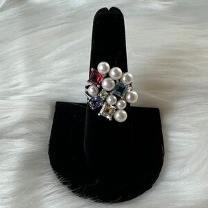 Ross-Simons Silver and Multi Gemstone Cocktail Style Silver Ring - 925 Sterling